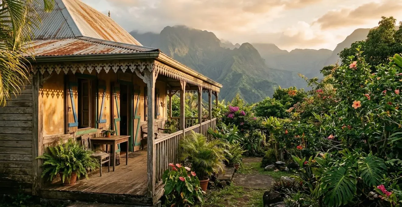 Case créole traditionnelle avec sa varangue ombragée et ses lambrequins décorés