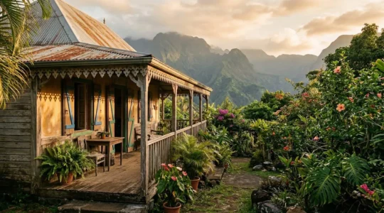 Case créole traditionnelle avec sa varangue ombragée et ses lambrequins décorés