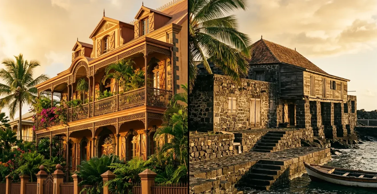 Vue comparative du patrimoine architectural de Saint-Pierre et Saint-Paul à La Réunion